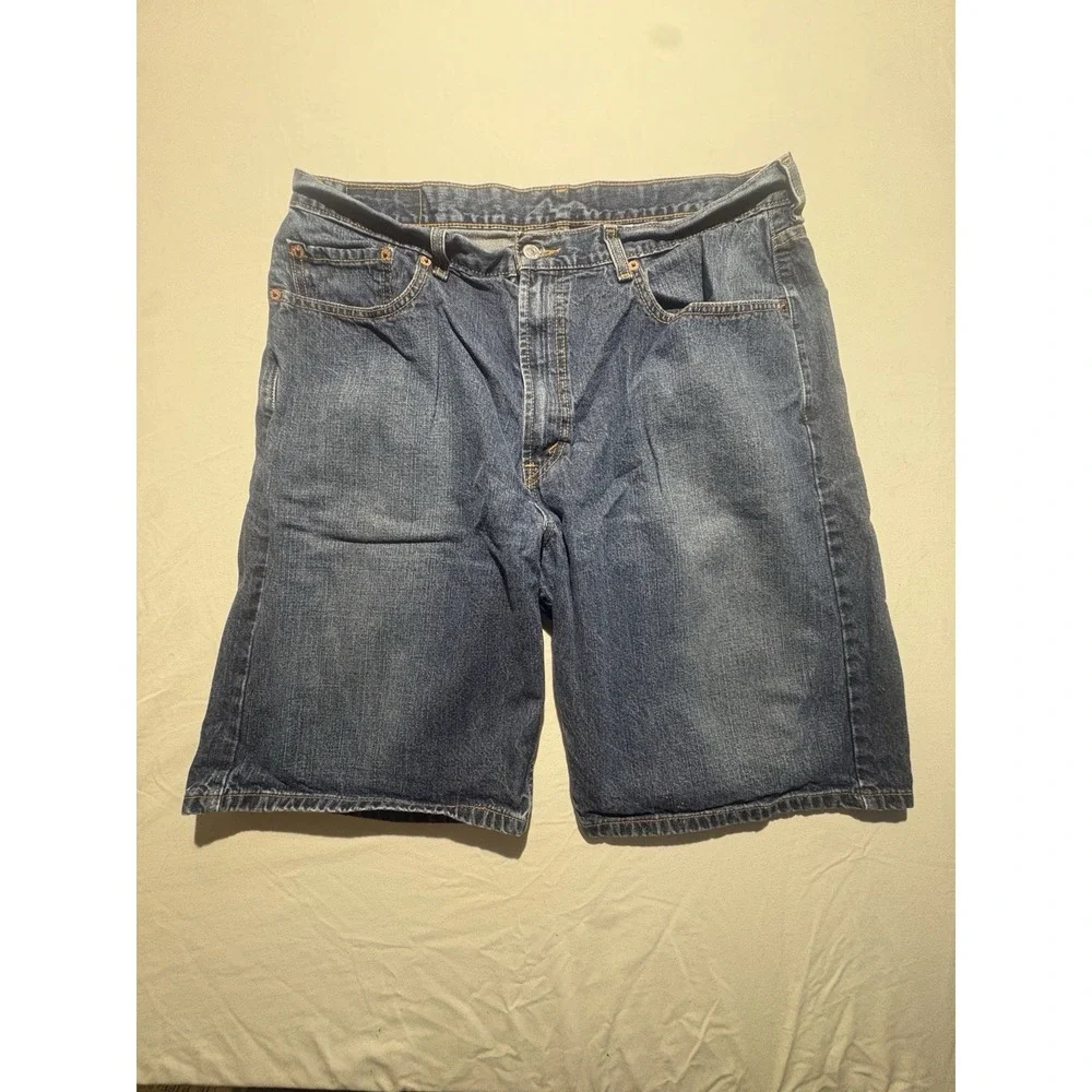 Levis 569 Jean Shorts Mens 36 Blue Loose Fit Straight Denim Light Wash 11
